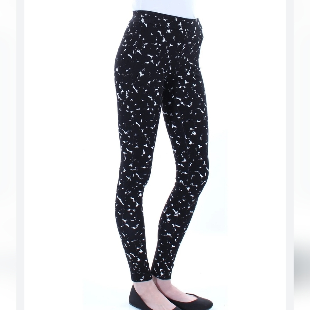 bar III Womens Printed Casual Leggings Pants Black szM  BinO